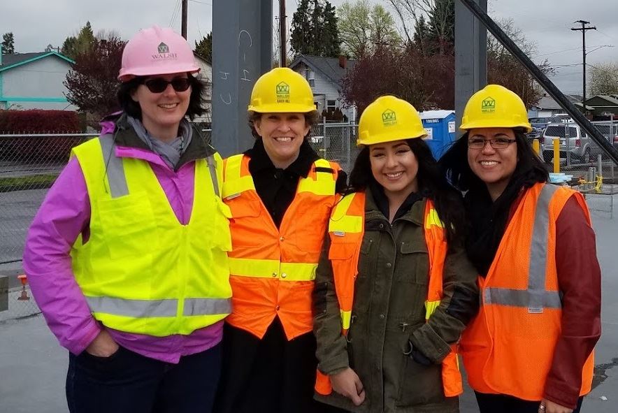 Staff visiting the Construction of the New Library Building
