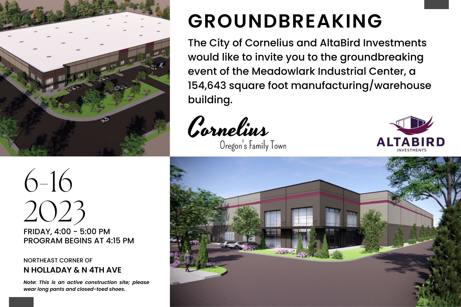 Groundbreaking event June 16, 2023 4:00 pm