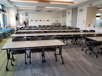 Walters Community Room and Gallery space with tables